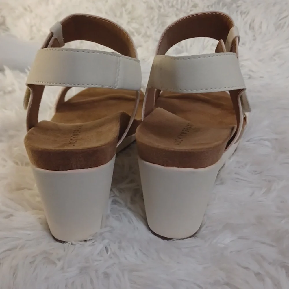 Lucky Brand White Wedge Sandals